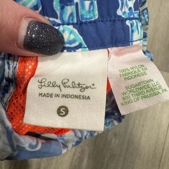 🚫sold🚫Lilly Pulitzer Run Around Luxletic Short Bomber Blue Get Trunky Elephant… - Picture 5 of 5